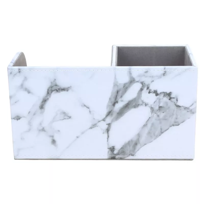 Rangement bureau porte-stylo breveté en cuire PU marbré blanc