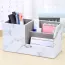 Rangement bureau porte-stylo breveté en cuire PU marbré blanc