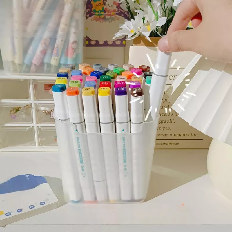 Rangement bureau porte-stylo en plastique transparent