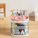 Rangement de bureau moderne multicouche en plastique avec des tiroirs rotatifs transparents