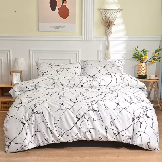 Linge de lit chambre motif marbré