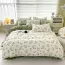 Linge de lit chambre motif fleurs avec drap et taies d'oreiller