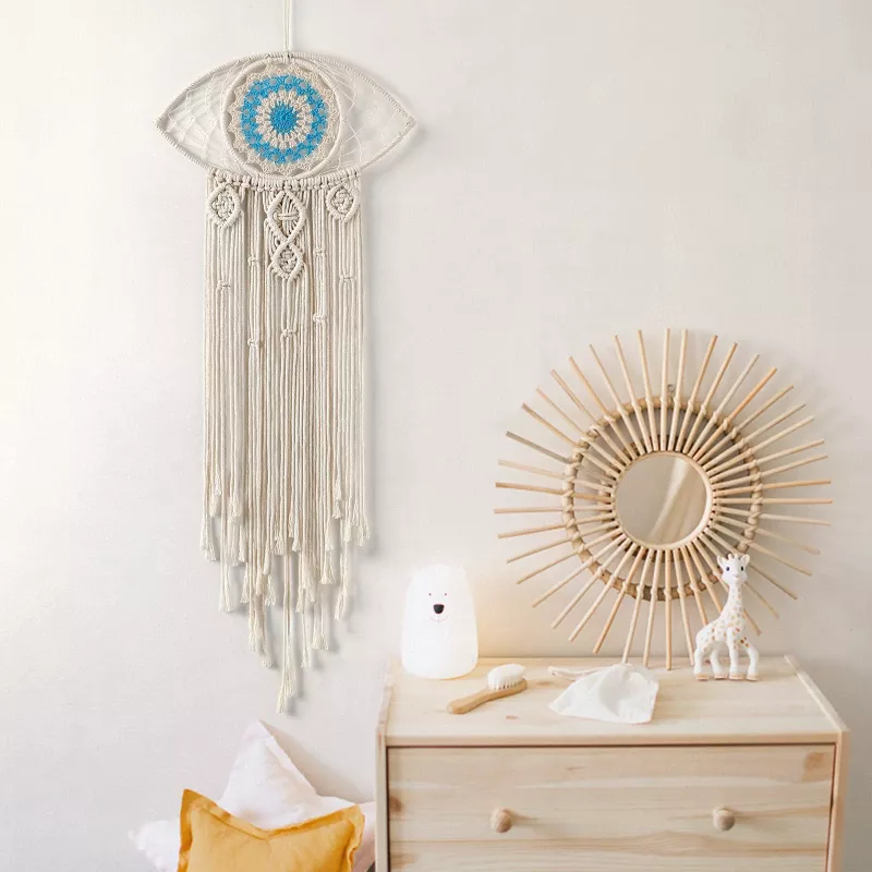 Décoration attrape-rêve murale en macramé style Boho