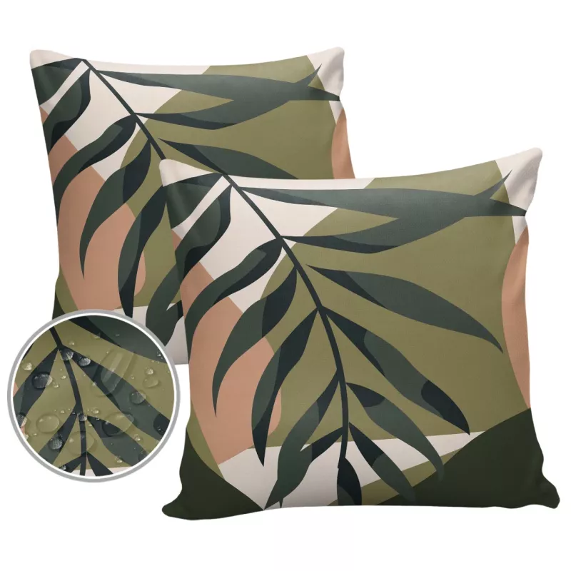 Housse de coussin imperméable à motif plante tropicale