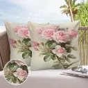 Housse de coussin imperméable imprimé motif roses dragées