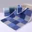 Serviette de bain bleue à carreaux en coton rafraîchissant