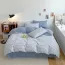 Linge de lit double face en coton à motif rayure et uni