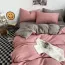 Linge de lit sans motif à couleur unie rose et gris
