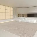 Tapis de chambre esthétique unicolore à motifs disques 3D