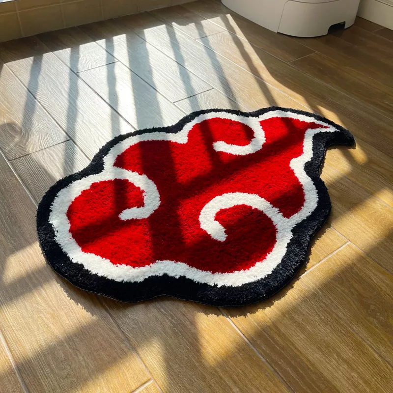 Tapis de chambre décoratif en forme de nuage rouge