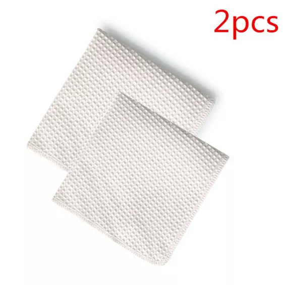 Torchon de cuisine blanc 2 pièces résistants avec motifs gaufrés