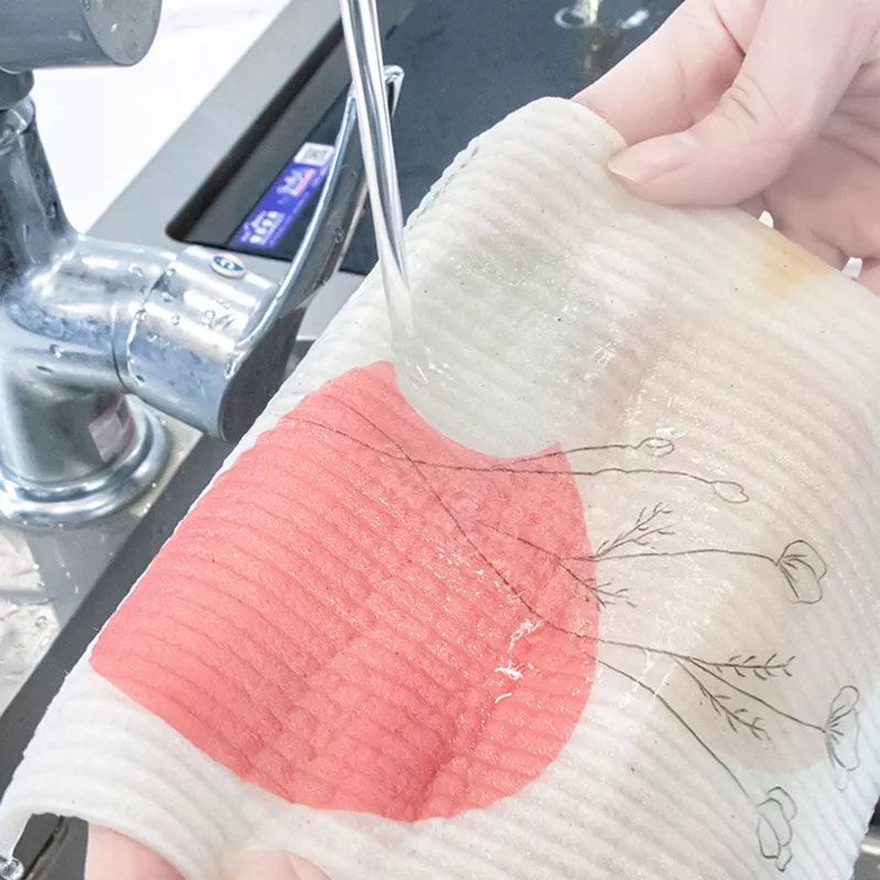 Torchon de cuisine spongieux en fibre de bois à motifs