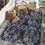 Tapis d'extérieur bohème en polypropylène gris à motif floral  