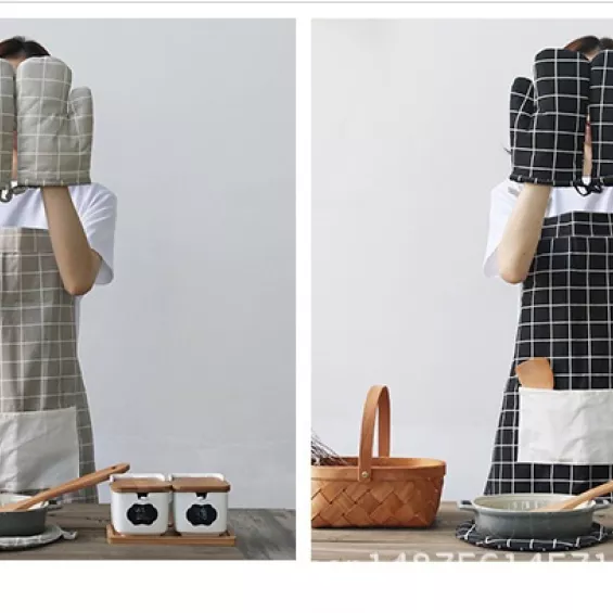Tablier de cuisine classique en coton à carreaux