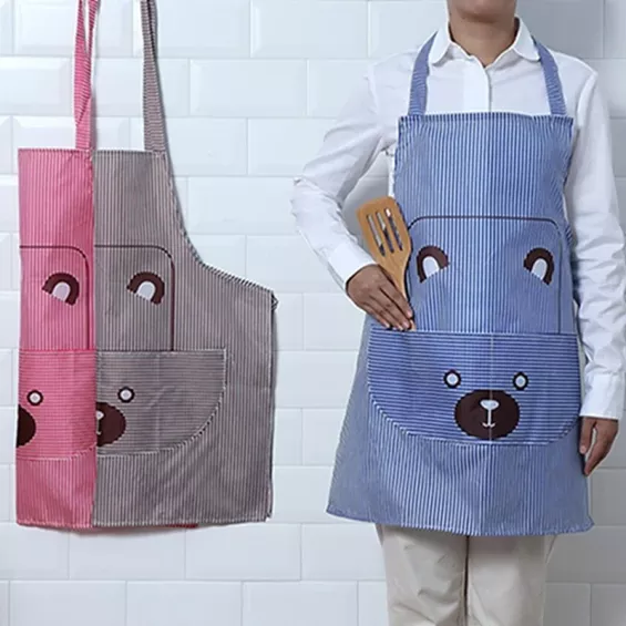 Tablier de cuisine de style japonais en coton et lin avec un motif d'ours 