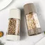 Salière et poivrier en verre transparent avec bouchon en plastique 