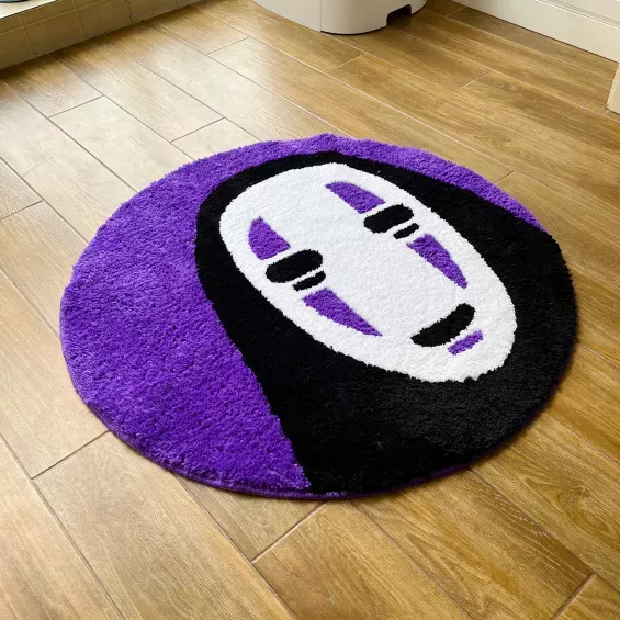 Tapis de chambre rond super doux et confortable en acrylique à motifs du visage souriant 