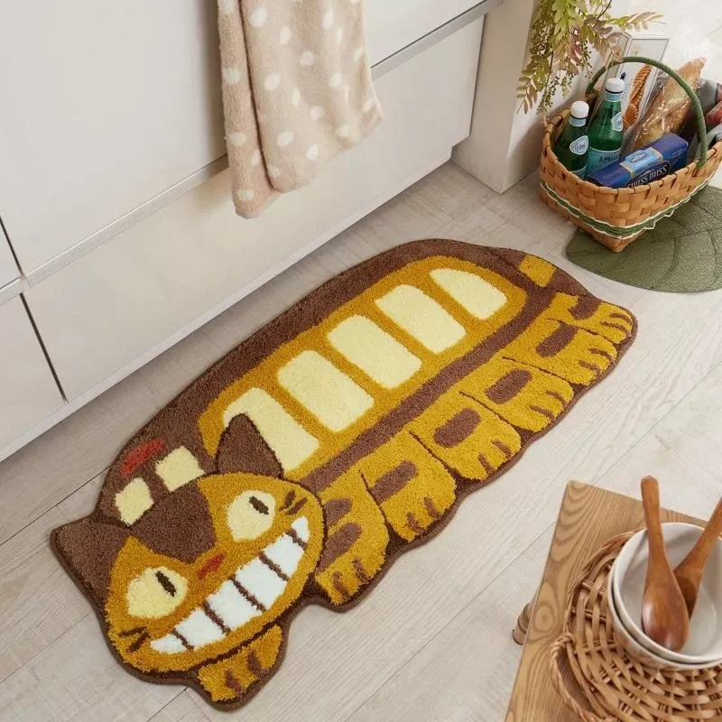 Tapis de chambre créatif en 3D en forme de chat bus jaune