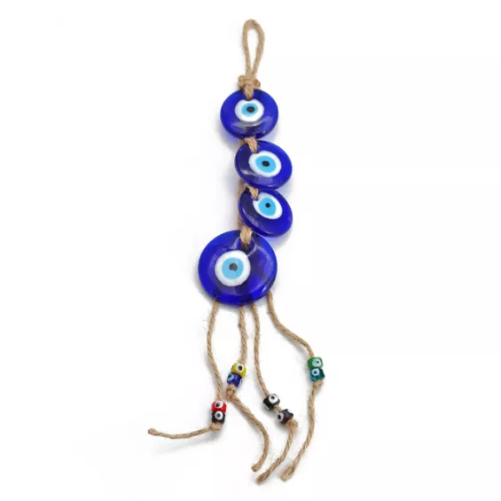 Pendentif mural avec 4 œil porte bonheur en verre bleu