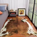 Tapis de chambre imprimé en faux cuire de vache style américain