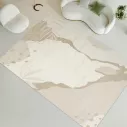 Tapis de chambre luxueux beige à motif de style japonais