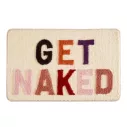 Tapis de salle de bain rose adorable avec des lettres multicolores « get naked »