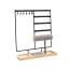Rangement bijoux en métal noir avec une base en bois