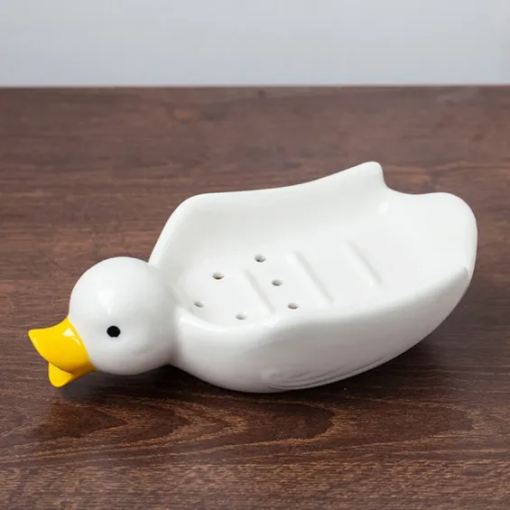 Porte savon en forme de canard blanc