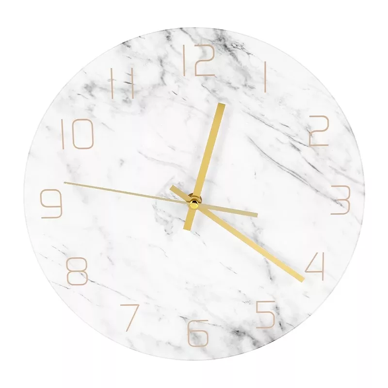 Horloge murale ronde en acrylique effet marbre