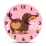 Horloge murale rose mignonne à motif chien