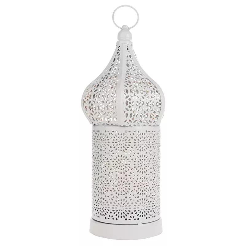 Lampe de chevet blanche de style marocain avec motif creux