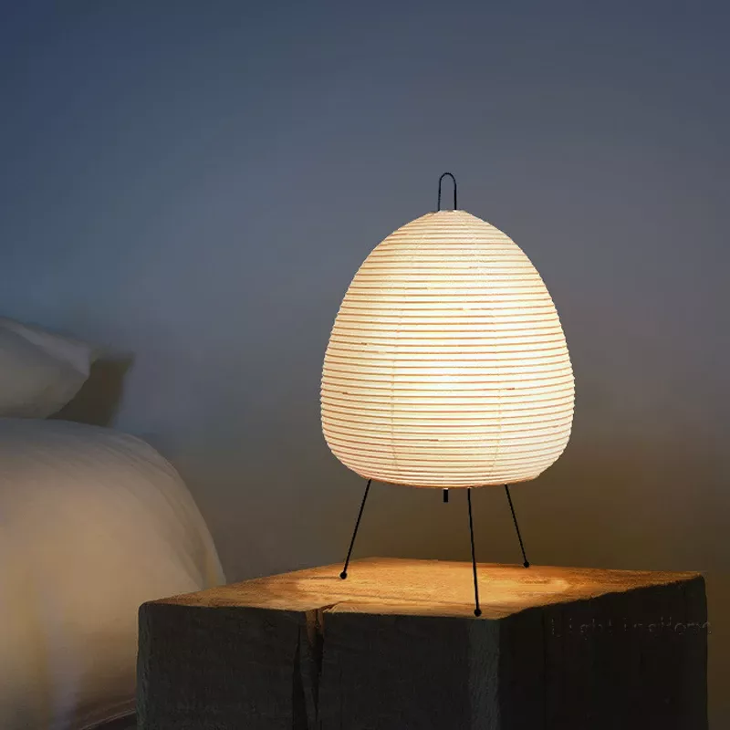 Lampe de chevet à LED avec abat-jour en papier de riz