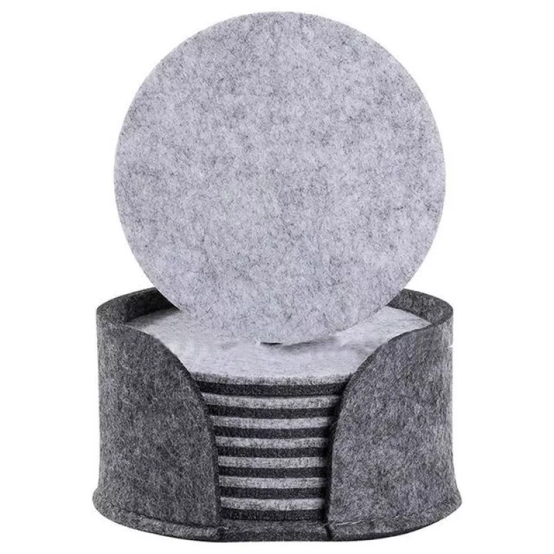 Dessous de verre en feutre avec porte-goblet souple gris