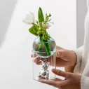 Vases rondes en verre avec support et ours 