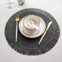 Set de table rond en jute avec frange simple
