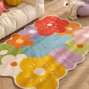 Tapis de chambre artistique avec des impressions de fleurs multicolores