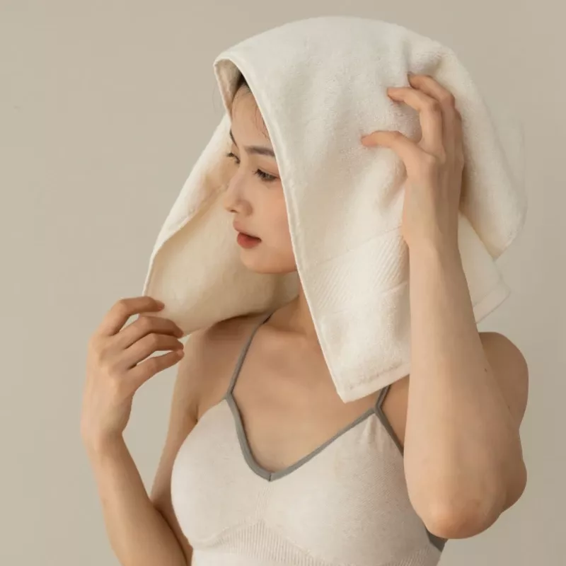 Serviette de bain blanc cassé en coton